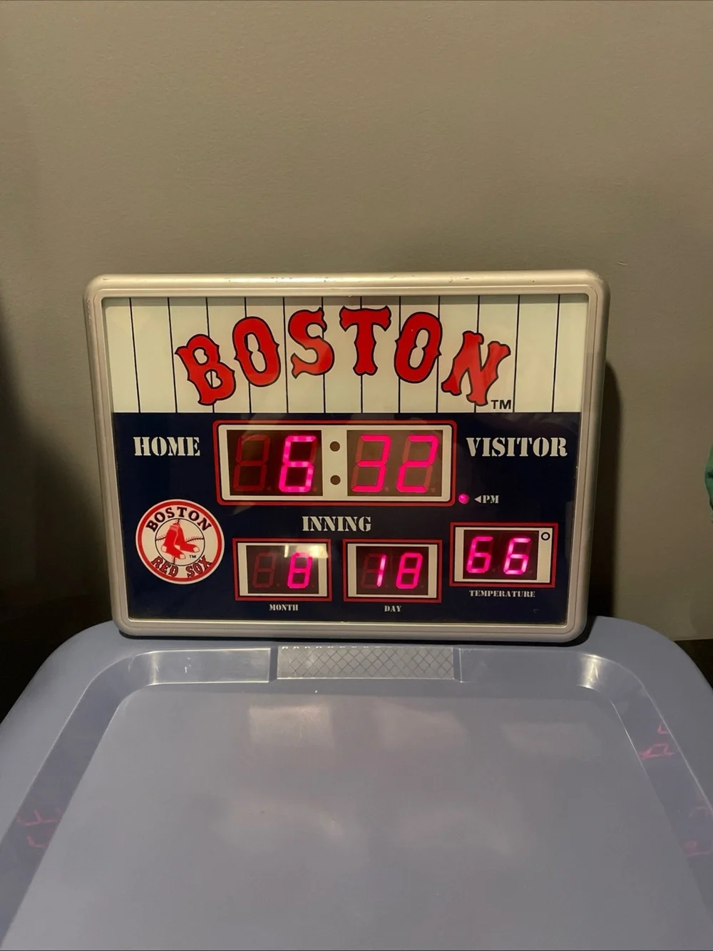 Boston Red Sox Themed LED Wall Clock in Navy, White & Red